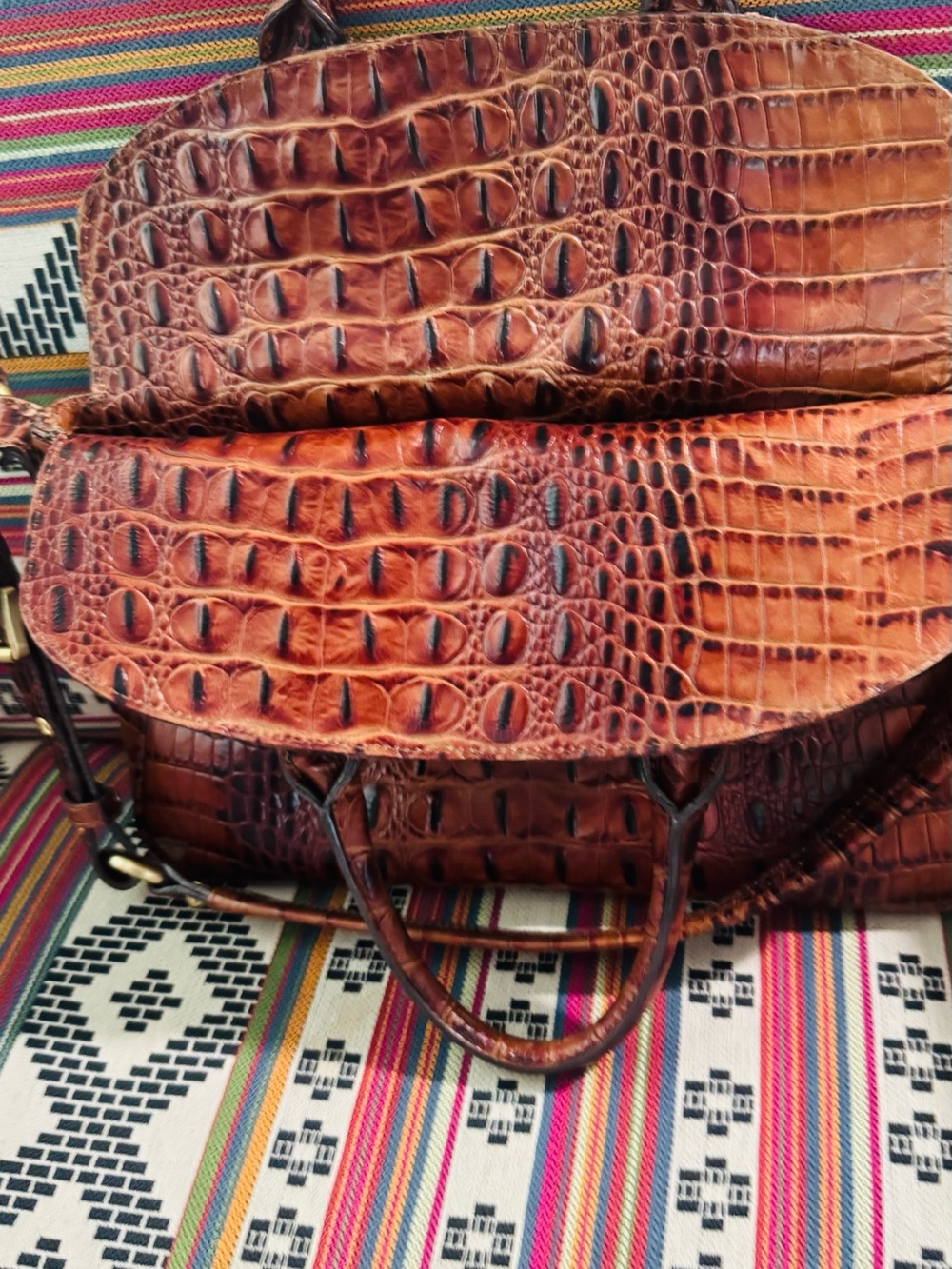 Brahmin Flaire Fold-over-to Shoulder-Strap measures 11 in wide x 11 in tall - Picture 7 of 16